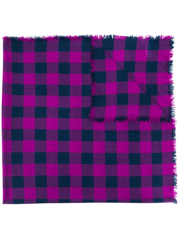 Paul Smith Check Patterned Scarf - Purple