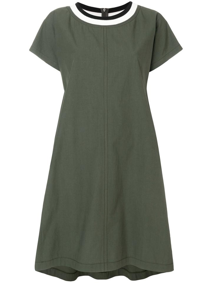 Antonelli Striped Rib Neck Shift Dress - Green