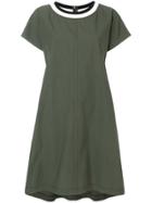 Antonelli Striped Rib Neck Shift Dress - Green