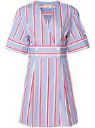 Maison Kitsuné Striped V-neck Dress - Blue