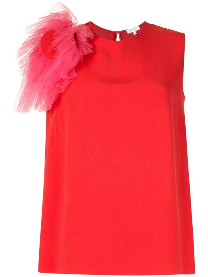 Delpozo Sleeveless Mesh Vest Top - Red