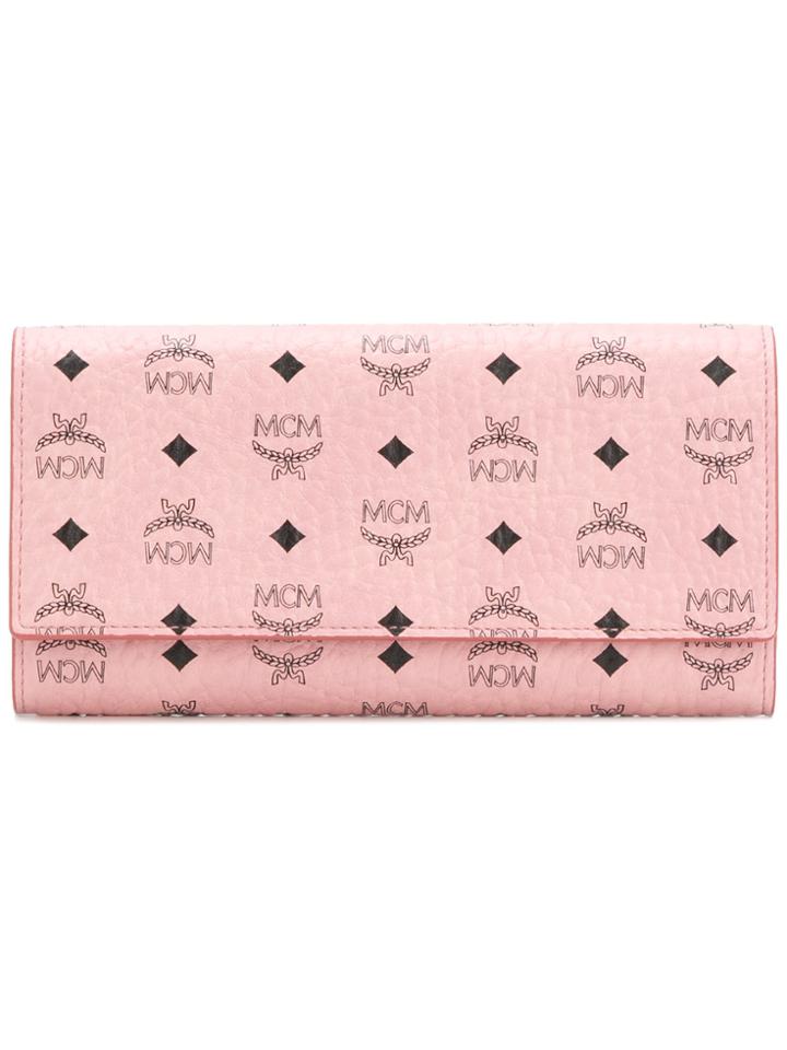 Mcm Logo Print Continental Wallet - Pink & Purple
