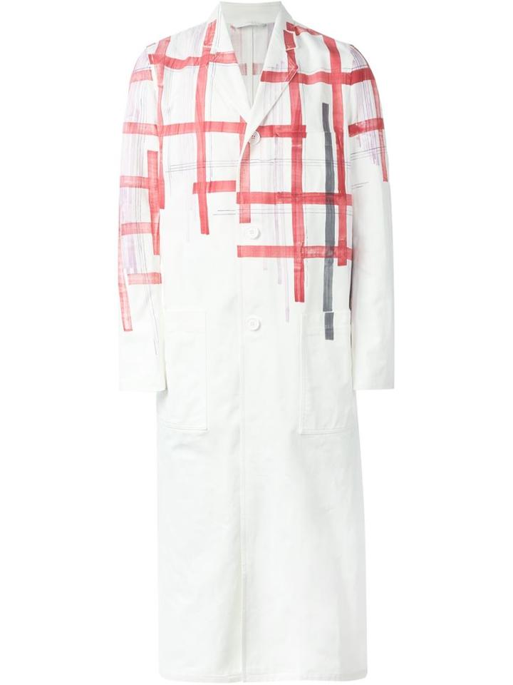 Raf Simons Long Check Print Coat