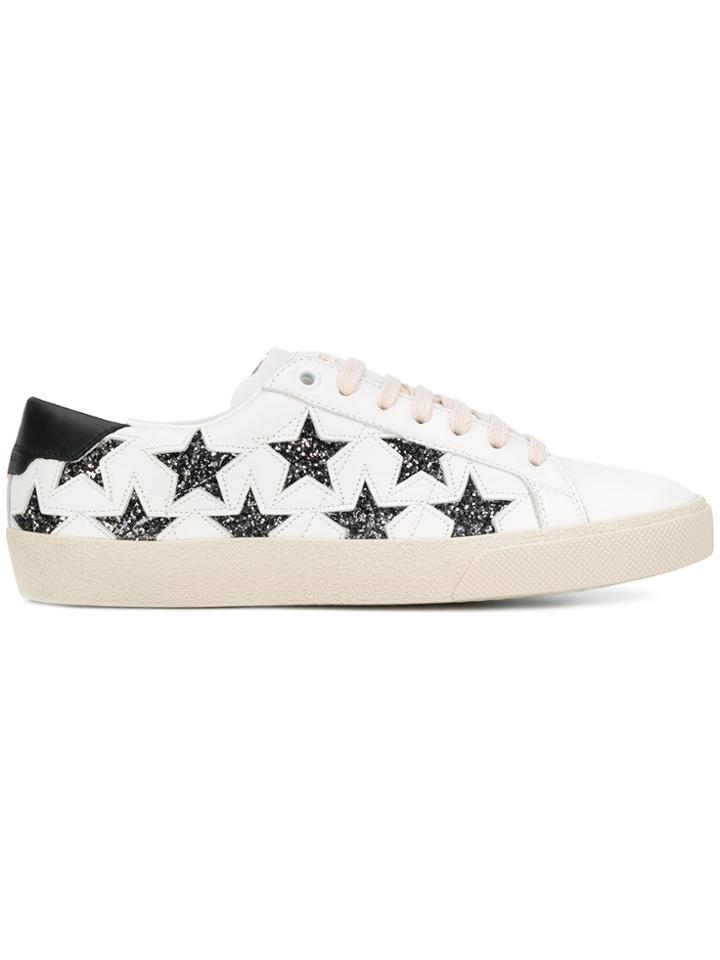 Saint Laurent Sequined Star Trainers - White
