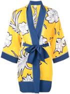 Pinko Floral Print Oversized Coat - Yellow