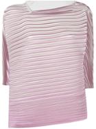 Pleats Please By Issey Miyake Square Neck Pleated Blouse, Women's, Size: 3, Pink/purple, Polyester