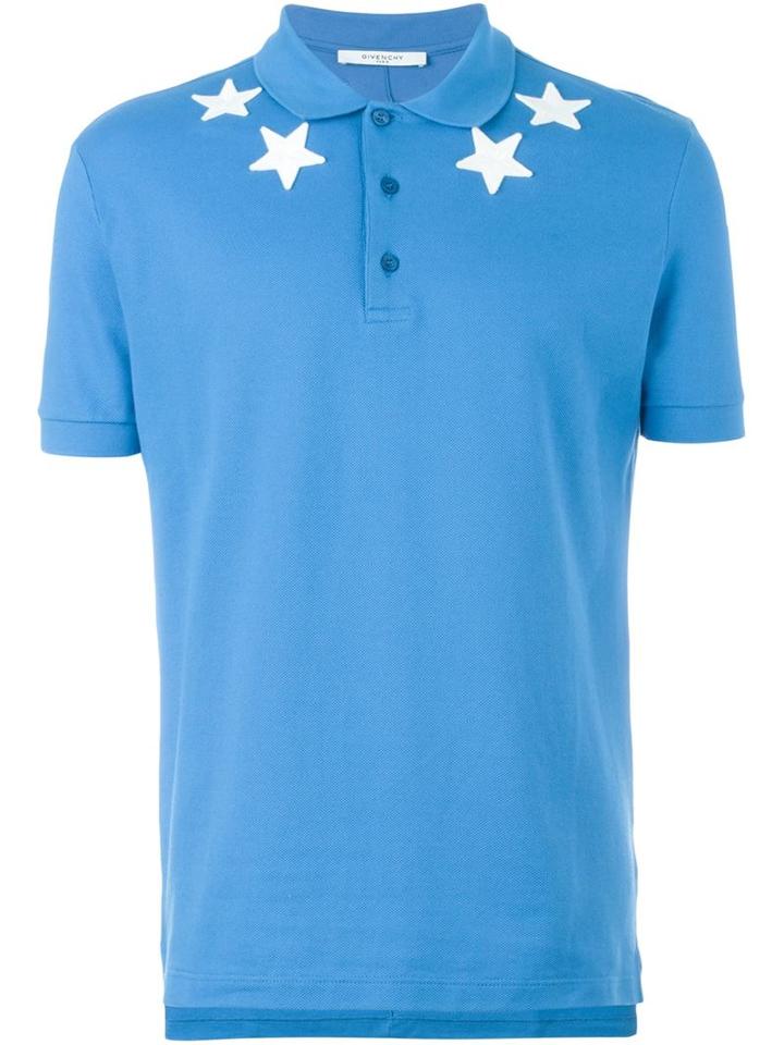 Givenchy Star Patch Polo Shirt, Men's, Size: Large, Blue, Cotton