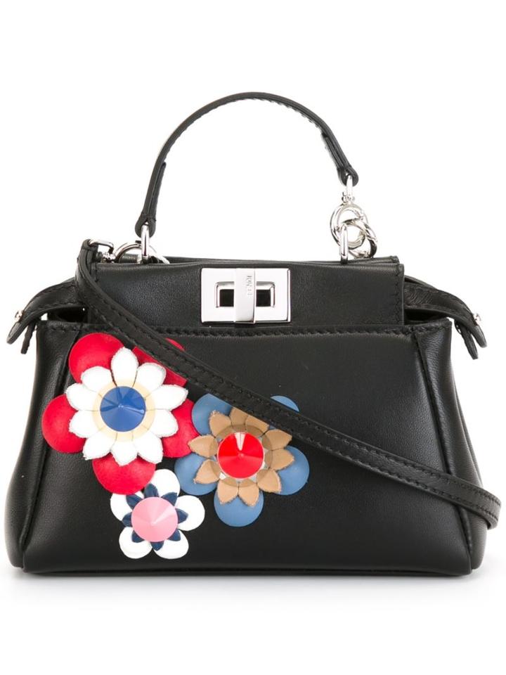 Fendi Micro Peekaboo Crossbody Bag, Women's, Black, Leather