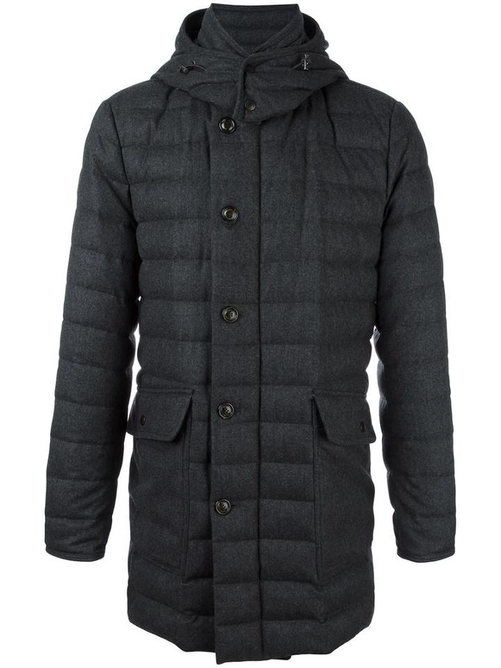 Moncler 'copernic' Padded Coat, Men's, Size: 5, Grey, Polyamide/wool/feather Down