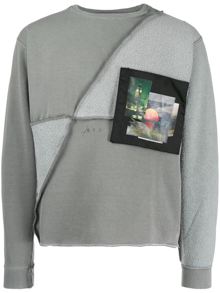 Geo Reconnected Patch Sweater - Grey
