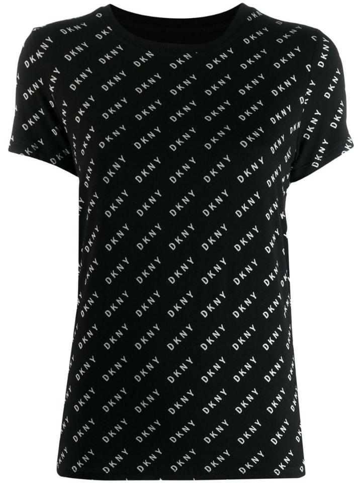 Dkny Diagonal Logo Print T-shirt - Black