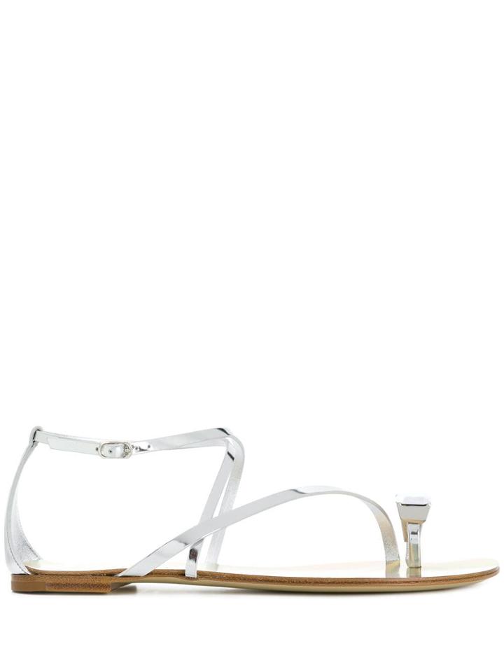 Casadei Silver Strappy Sandals