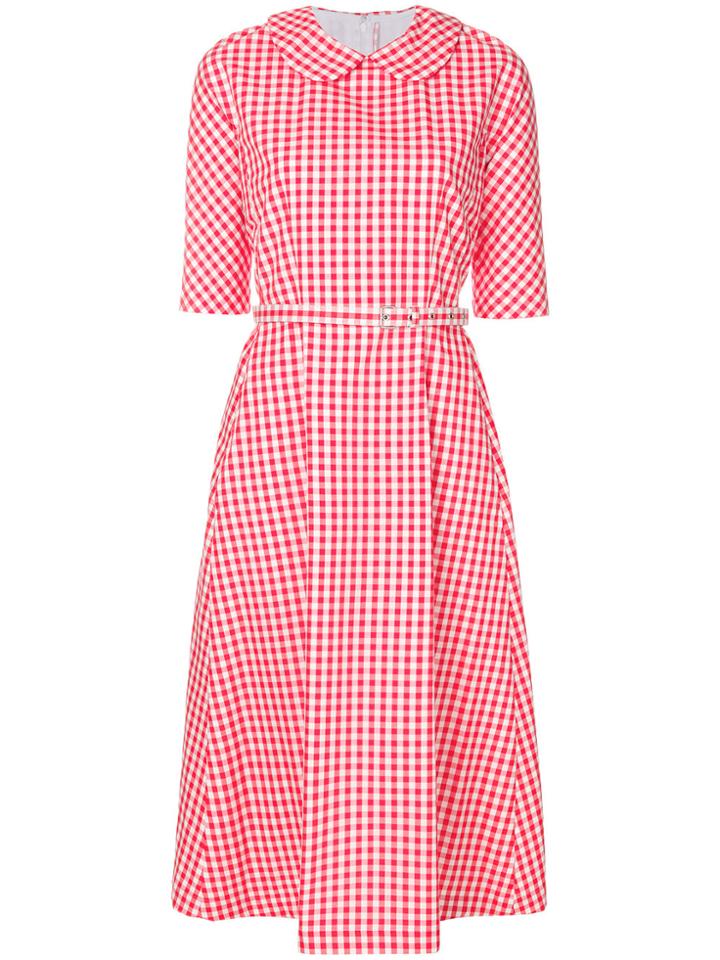 Comme Des Garçons Comme Des Garçons Belted Vichy Dress - Red