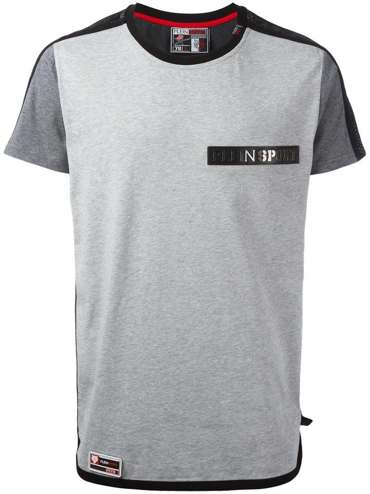 Plein Sport Logo Patch T-shirt, Men's, Size: Xl, Grey