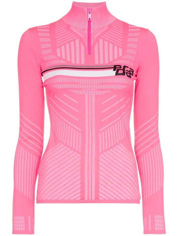 Prada High Neck Logo Knitted Top - Pink