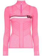 Prada High Neck Logo Knitted Top - Pink