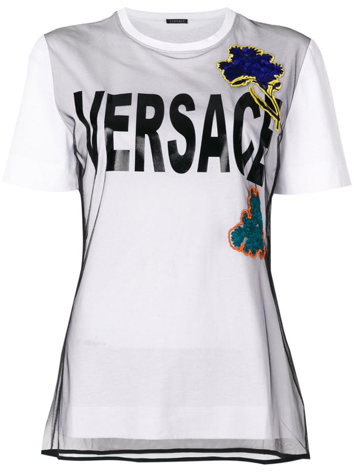 Versace Embroidered Flower T-shirt - White