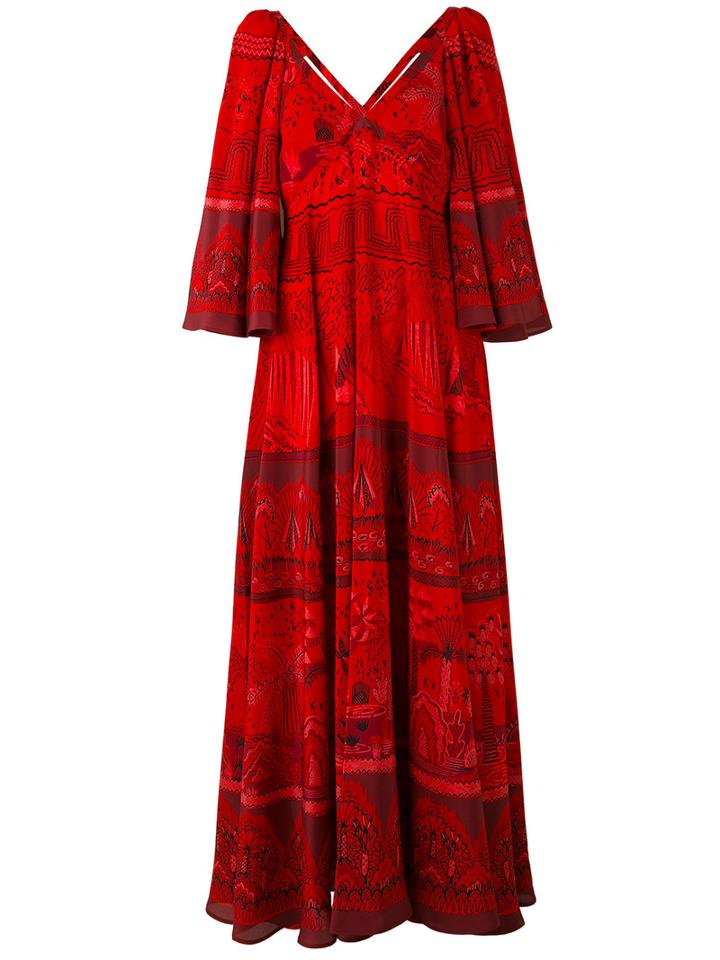 Valentino - Cross Back Dress - Women - Silk - 42, Red, Silk