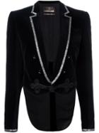 Roberto Cavalli Cropped Metallic Trim Jacket, Women's, Size: 42, Blue, Cotton/viscose