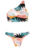 Brigitte Printed One Shoulder Bikini Set - Multicolour