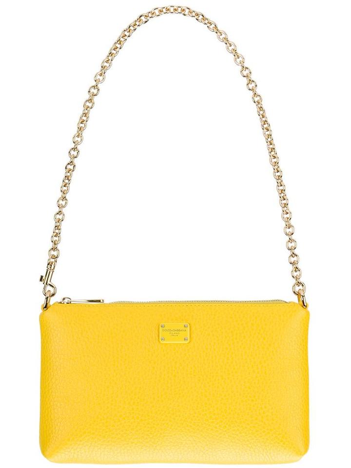 Dolce & Gabbana Small Zip Pouch, Women's, Yellow/orange, Leather