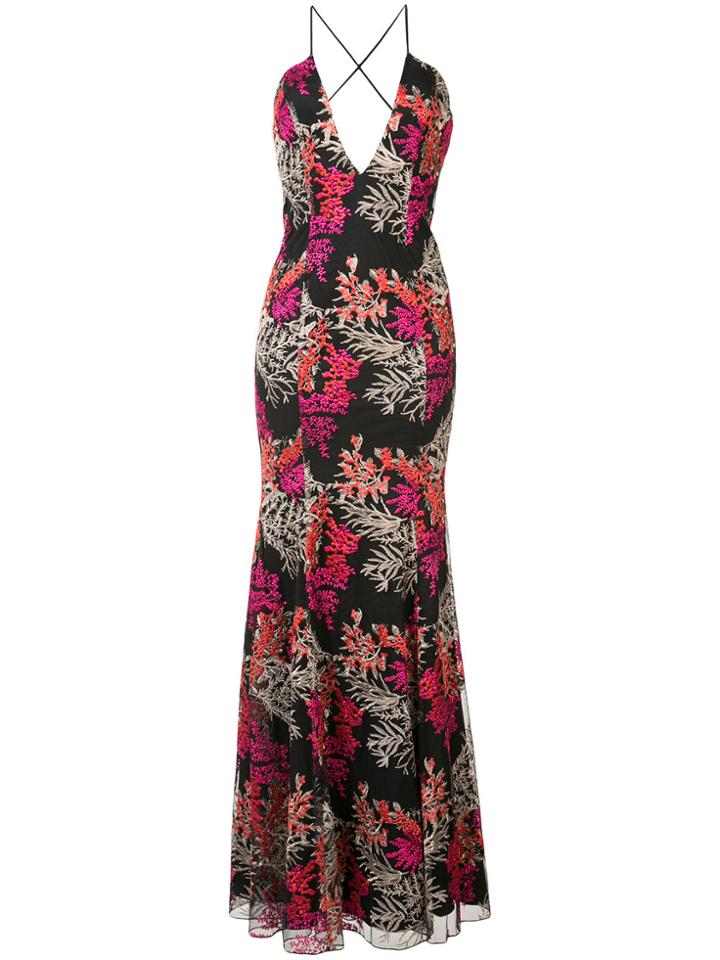 Jay Godfrey Floral Embroidered Gown - Black