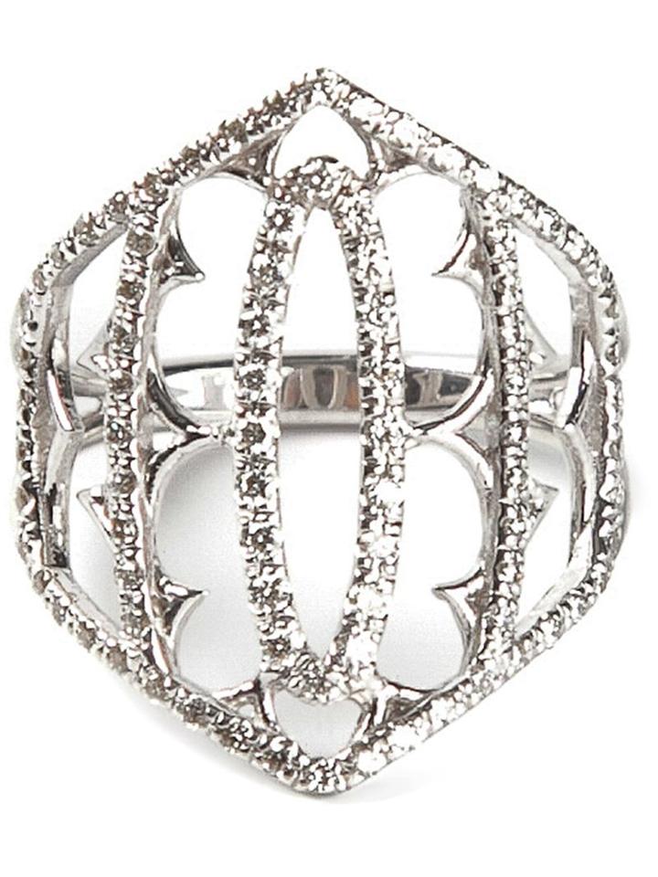 Loree Rodkin White Gold And Grey Diamond Pavé Shield Ring, Women's, Size: 57, Metallic