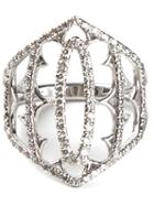 Loree Rodkin White Gold And Grey Diamond Pavé Shield Ring, Women's, Size: 57, Metallic