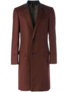 Lanvin Slim Single-breasted Coat, Men's, Size: 50, Red, Viscose/wool