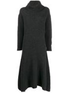 Pringle Of Scotland Ribbed Roll Neck Dress - Grey