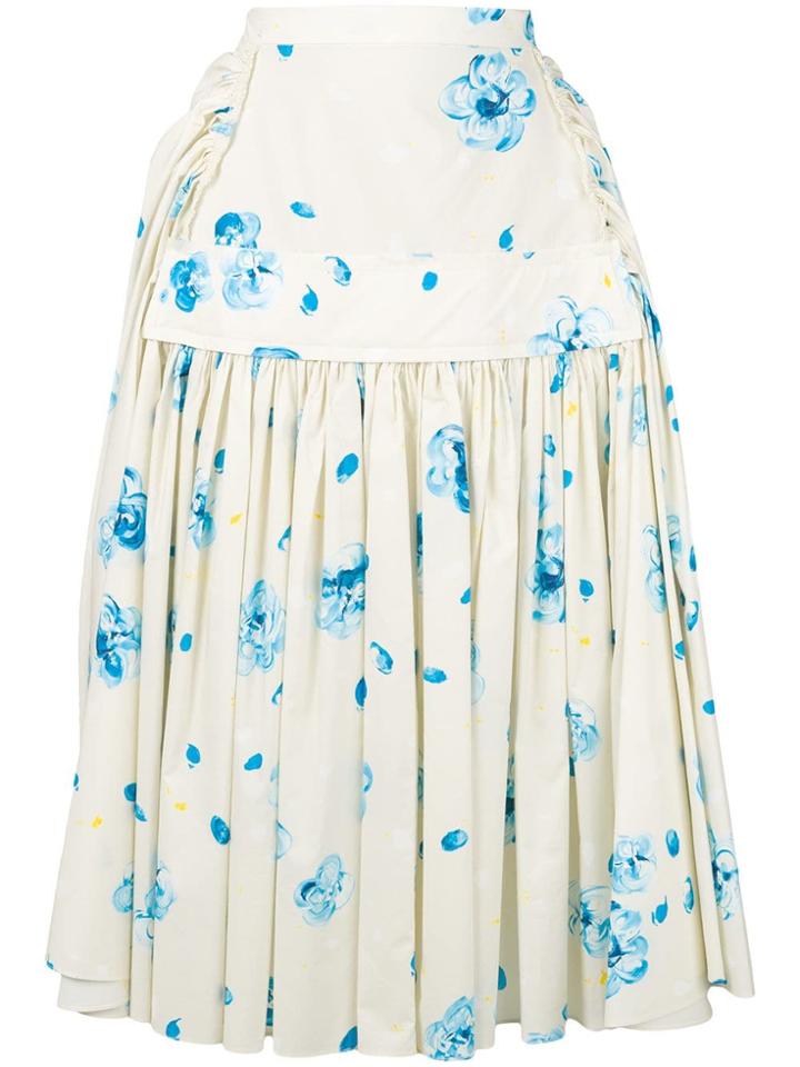 Marni Floral Pleated Skirt - White