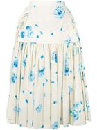 Marni Floral Pleated Skirt - White