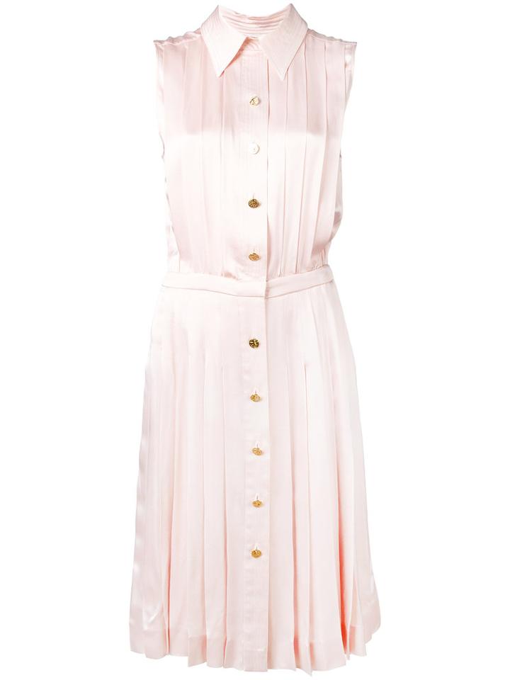 Chanel Vintage Pleated Shirt Dress, Women's, Size: 44, Pink/purple