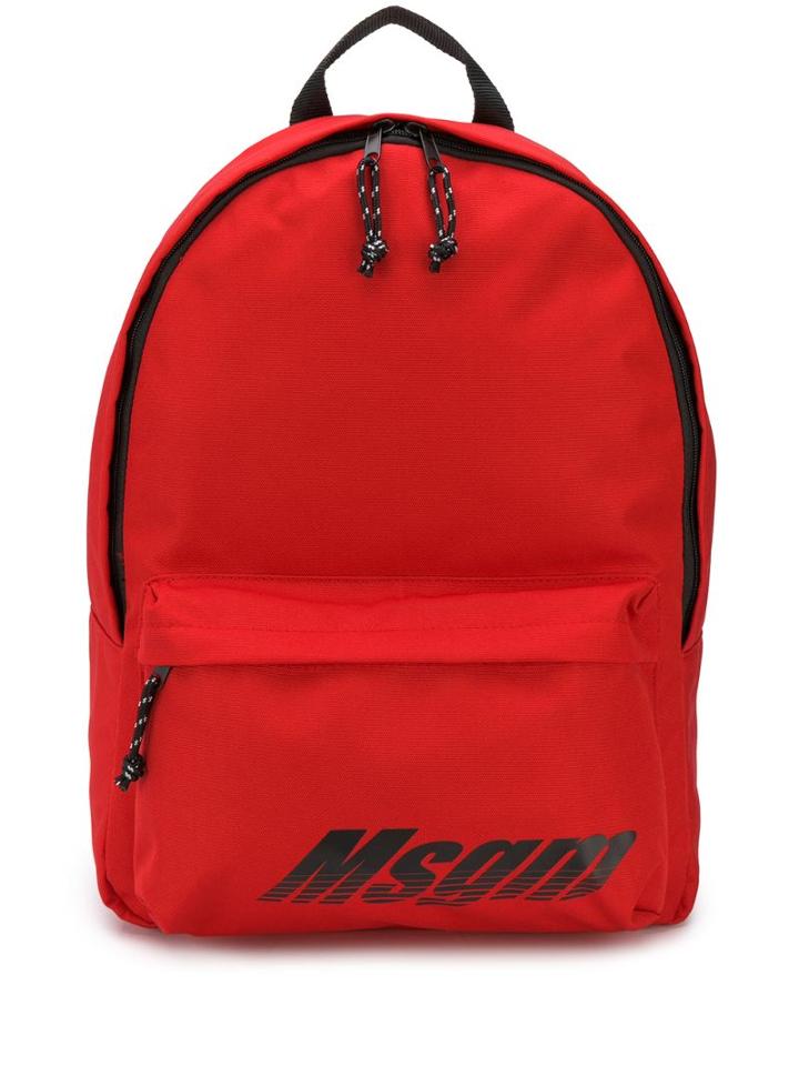 Msgm Graphic Logo Print Backpack - Red