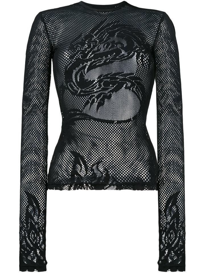 Filles A Papa 'maiko' Semi-sheer Blouse, Women's, Size: 3, Black, Polyamide/spandex/elastane