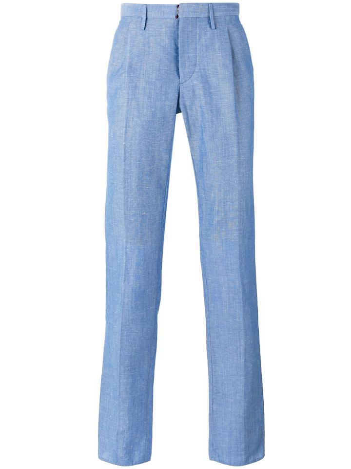 Incotex Tailored Trousers, Men's, Size: 50, Blue, Linen/flax/wool