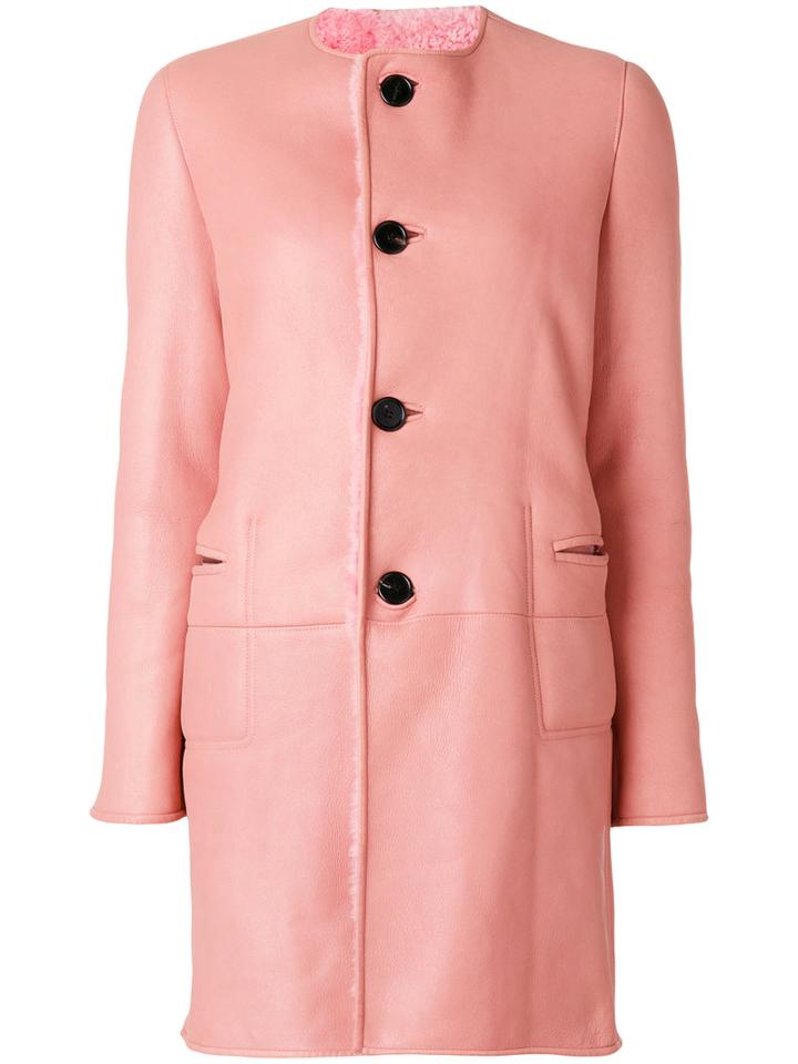 Marni - Shearling Lined Coat - Women - Sheep Skin/shearling - 38, Pink/purple, Sheep Skin/shearling