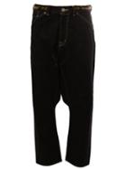 Ganryu Comme Des Garcons Dropped Crotch Cropped Jeans, Men's, Size: Medium, Black, Cotton