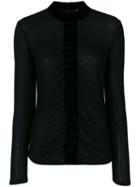 Tom Ford - Velvet Trim Blouse - Women - Polyester/acetate/viscose - 42, Black, Polyester/acetate/viscose