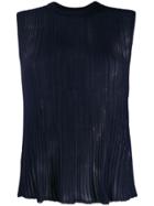 Vince Pleated Knitted Top - Blue
