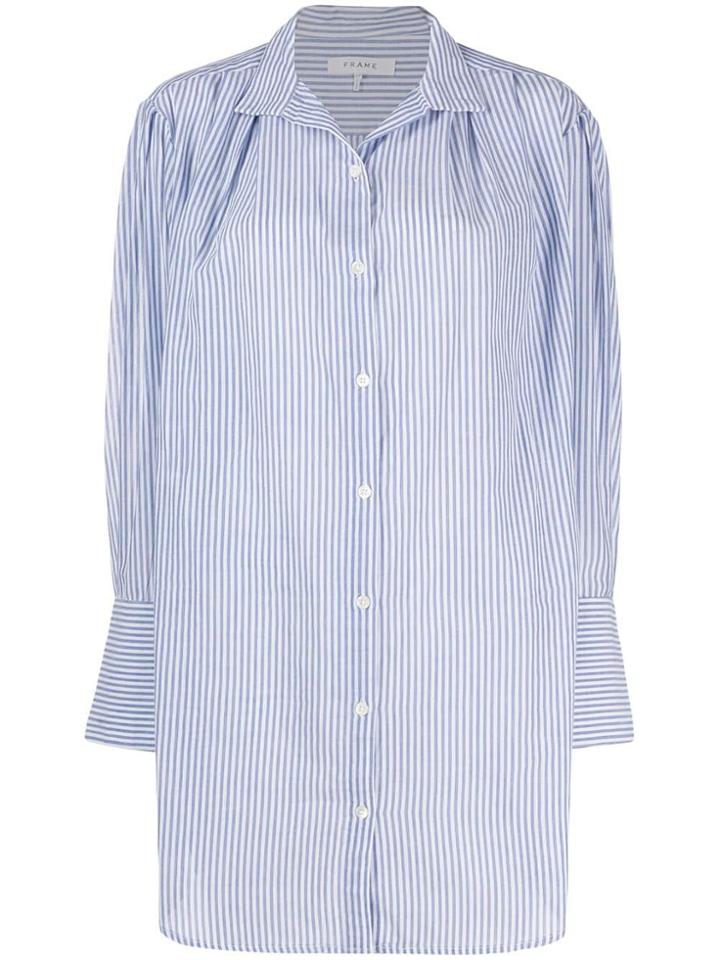 Frame Oversized Pleated Shirt Dress - Blue