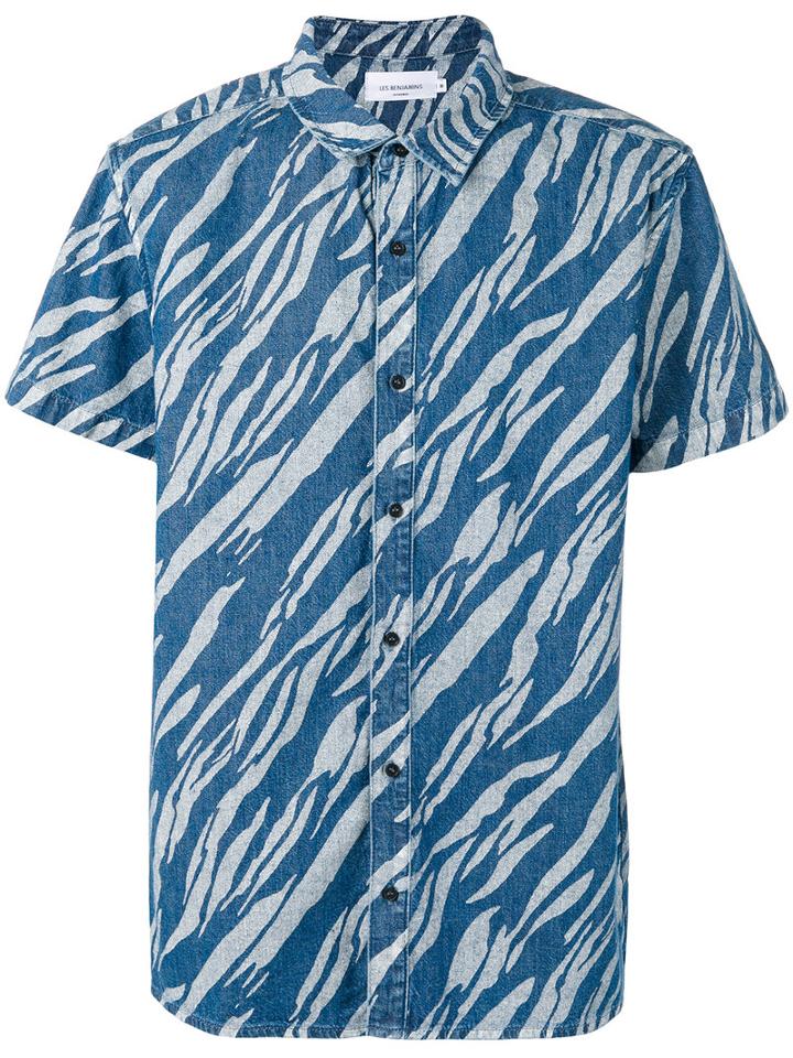 Les Benjamins Printed Short Sleeve Shirt, Men's, Size: Medium, Blue, Cotton