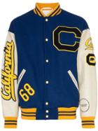 Calvin Klein 205w39nyc C-patch Wool And Leather Varsity Jacket - Blue