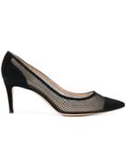 Gianvito Rossi Mesh-panel Pointed Pumps - Black