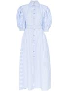 Evi Grintela Valerie Stripe Print Puff Sleeve Cotton Shirt Dress -