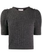Alexander Mcqueen Puff Sleeve Knitted Top - Grey