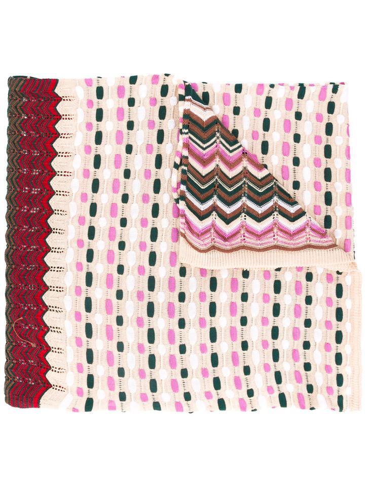 Missoni - Multi-pattern Knitted Scarf - Women - Cotton/viscose - One Size, Nude/neutrals, Cotton/viscose