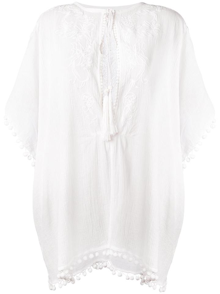 Fleur Of England - Pompom Beach Kaftan - Women - Cotton - L, White, Cotton