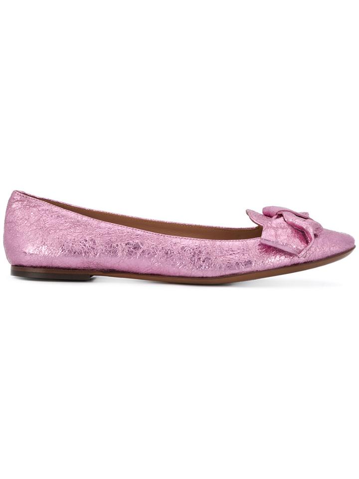 L'autre Chose Crackle Effect Ballerinas - Metallic