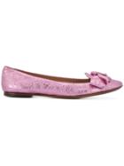 L'autre Chose Crackle Effect Ballerinas - Metallic